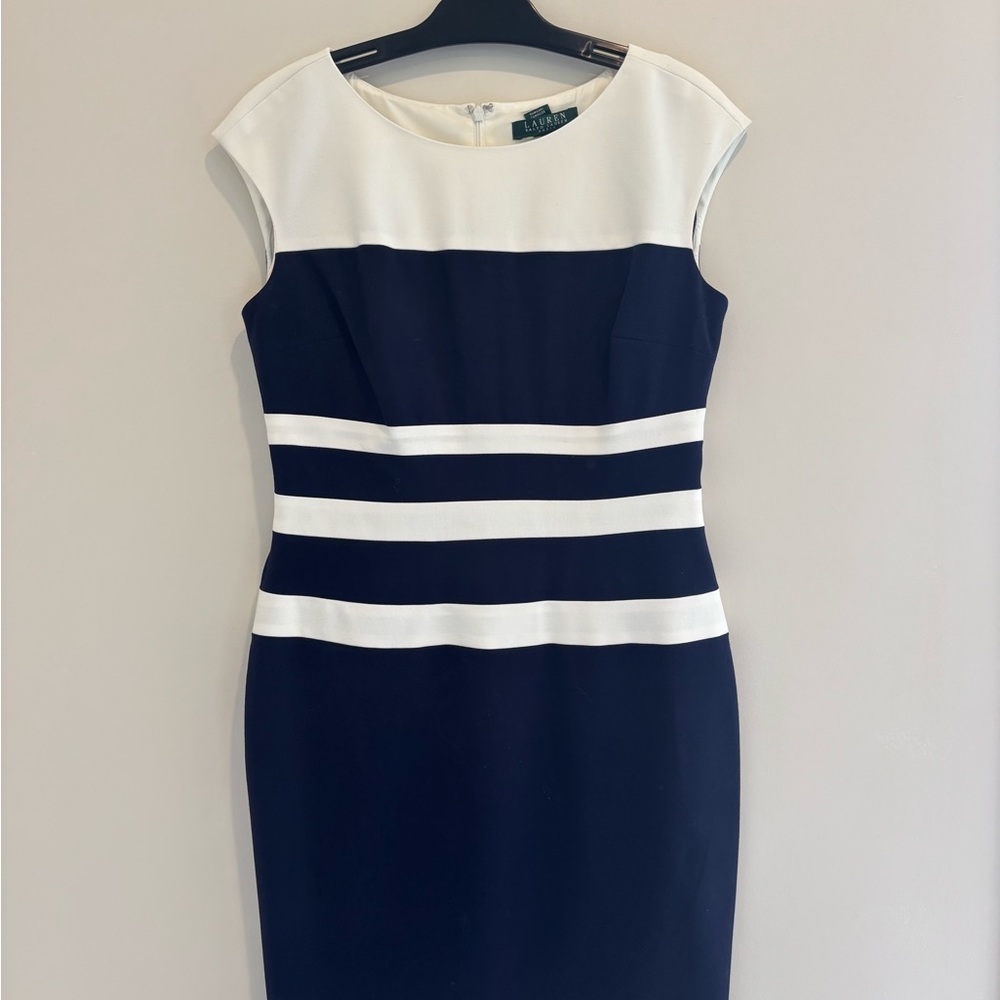 LAUREN Ralph Lauren Navy and White Sheath Dress